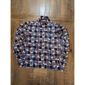 Vintage Made in USA Gay Boyer Women's Scottie Dog Plaid Button-up Size 14